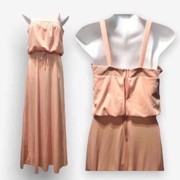 Vintage blouson dress | blush/peach gown - Picture 2 of 5